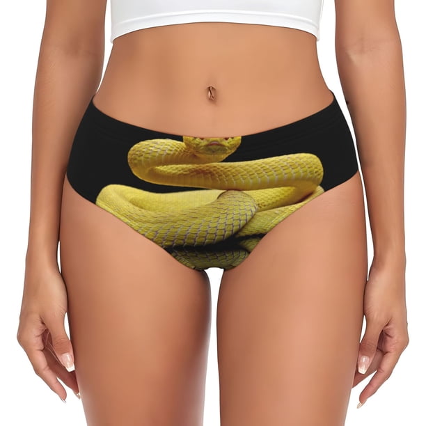 Balery Yellow White-Lipped Pit Viper Ropa Interior de Algodón para Mujer con Dibujo – Braguitas Cómodas y Elásticas, Estilo Clásico-3X-Large