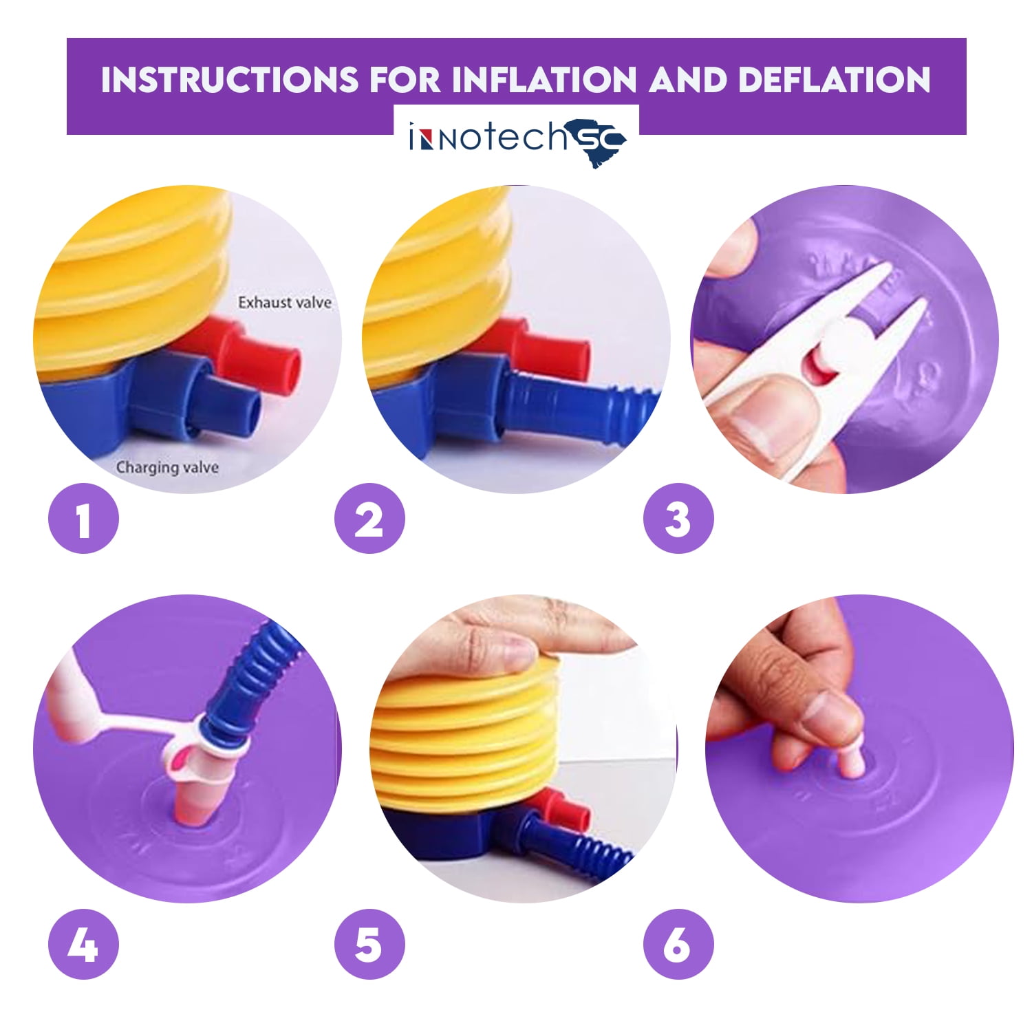 InnotechSC Peanut Ball – Anti-Burst Exercise Ball for Labor, Physical Therapy, Kids, Core Strength, Flexible Seating, Home & Gym Fitness, Sensory Chair Wiggle Seat (Includes Pump)- Purple