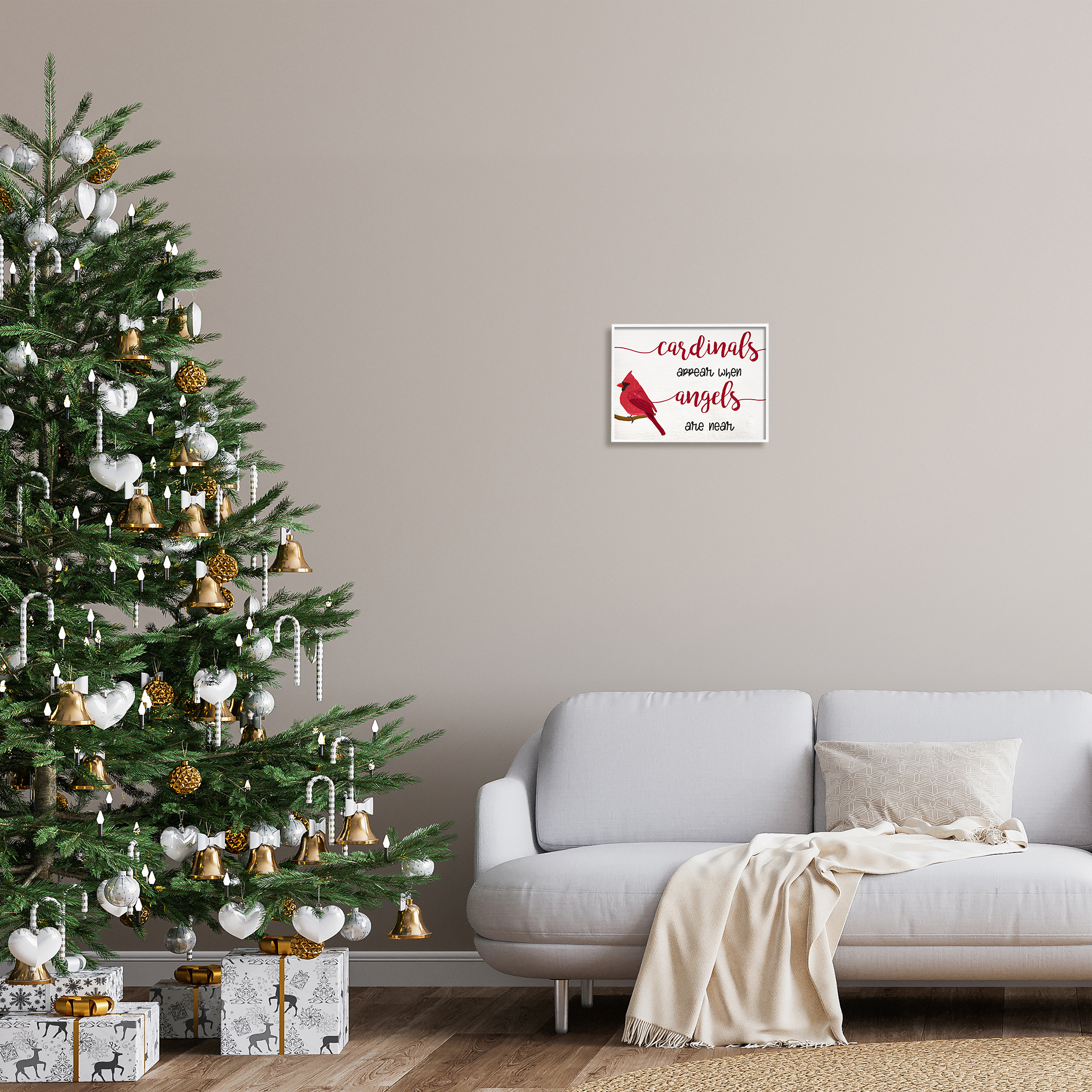 Cardinals Appear when Angels are Near Sympathetic Phrase 14 in x 11 in Framed Painting Art Prints, by Stupell Home Décor