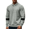 thumbnail image 5 of Annhoo T-Shirts for Men Color Block Button Up Long Sleeve Tops Sports Collared Slim Solid Color Work Shirts Casual Pullover, 5 of 6