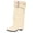 Beige, variant on Women's Plus Size Double Buckle Strap Thick Sole Mid Calf Boots Mid Heel Comfortable Versatile Fashion Boots