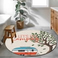 thumbnail image 3 of Let's Go Camping Round Area Rug 3.3Ft Washable Circle Rugs for Dining Room Table, Modern Camper Van Trees Burlap Rustic Non-Slip Carpet Floor Mats Indoor Outdoor Carpet Runner Aesthetic Home Decor, 3 of 8
