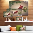 thumbnail image 3 of Impression sur Toile en Papier Rouge de Cardinal Bird - Art Floral, 3 of 4