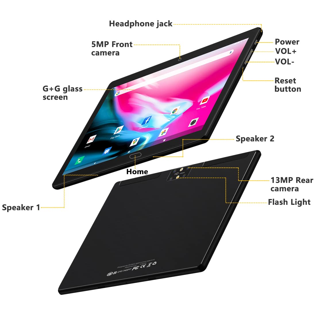 Tablet 10 Inch Tablet,Zonko Tablet 2 in 1 Android Tablet with Keyboard  Wireless Mouse Stylus, 4G Cellular Tablet, Android 11 Octa-Core, 4GB RAM  64GB ROM, HD Display, Dual SIM Card Slot, Christmas