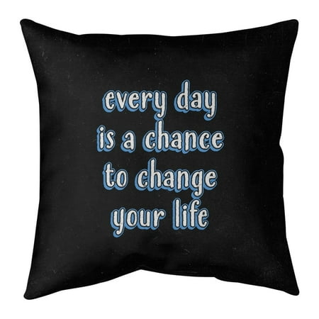 UPC: 0655172539140 | ArtVerse Quotes Change Your Life Quote Chalkboard Style Pillow (w/Rmv Insert)-Spun Poly 18 x 18 Large
