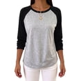thumbnail image 2 of Gynyvoja Long Sleeve Shirts for Women Color Block Raglan Tops Casual Crewneck Basic Tees Fall Fashion Gray L, 2 of 6