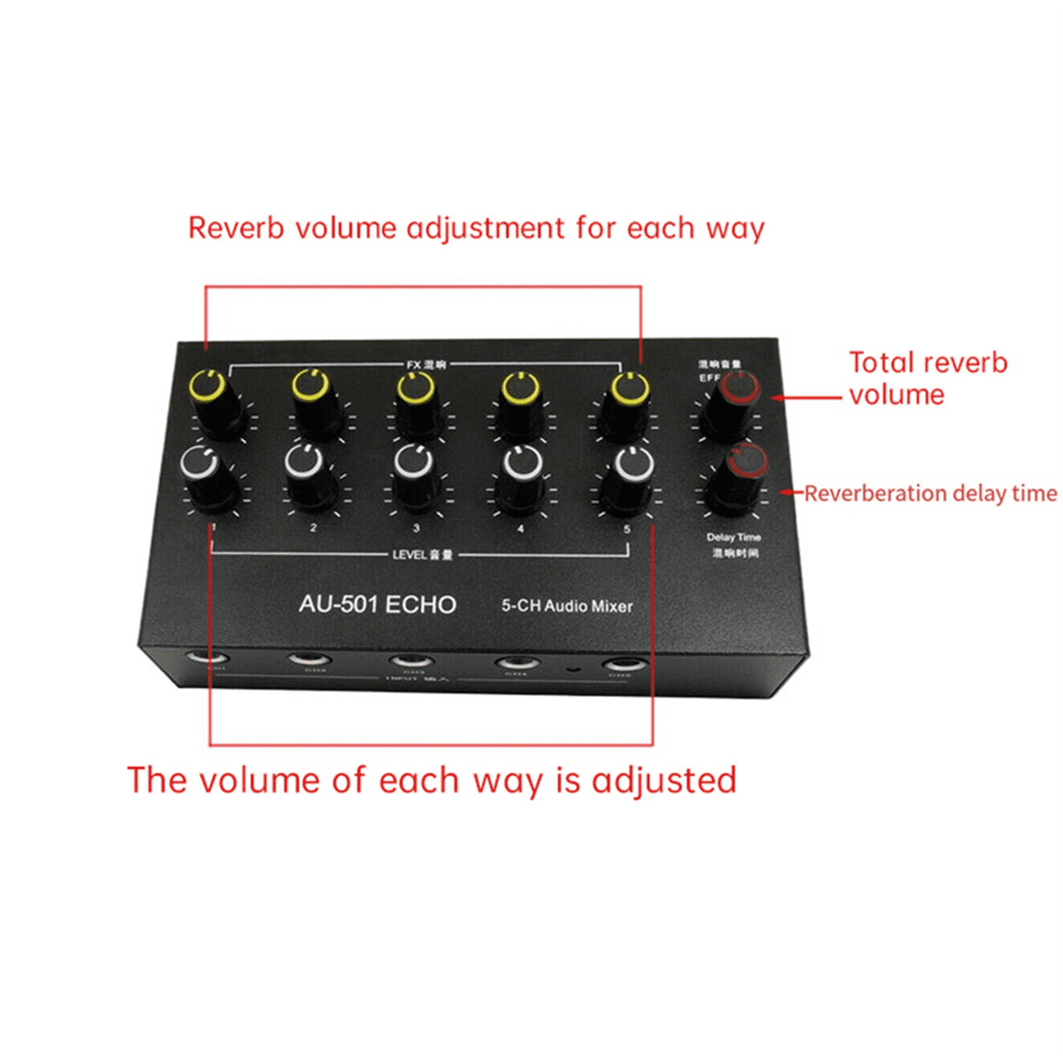 AU-501 Condenser Microphone Expander 5 Channel 6.5mm Microphone Mixer Multi-Channel Input Expander Hub,1 x Condenser Microphone Expander 1 x Charging cable 1 x 6.5mm audio line,Black
