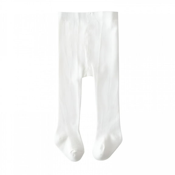 TELOLY Baby Girls Cable Knitted Tights Full-Footed Seamless Cotton Tights New-Born Girls Seamless Leggings (White,9-18 Months)