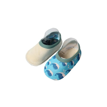 

SIMANLAN Toddlers Kids Sock Slipper Pull On Floor Slippers Cartoon Crib Shoes Boys Girls Non-slip Soft Shoe Infant Baby Prewalkers Socks Lined Blue Whale 8C