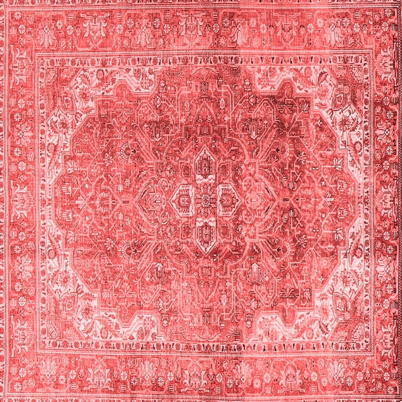 Ahgly Company Indoor Square Medallion Red Traditional Area Rugs, 8' Square