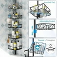 thumbnail image 5 of 5 Tier Adjustable Corner Shower Caddy Organizer with Hooks,Rustproof Tension Pole 62-116 Inch, Black, 5 of 9