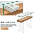 thumbnail image 4 of Ivinta Narrow Glass Console Table with Storage Modern Sofa Table Entryway Table Glass Writing Desk Small Computer Desk TV Table Buffet Table Modern Accent Table for Small Space Living Room Hallway, 4 of 9