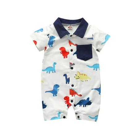 

Romper Outfits Baby Clothes Cartoon Boys Dinosaur Jumpsuits Boys Romper&Jumpsuit Simple Snap