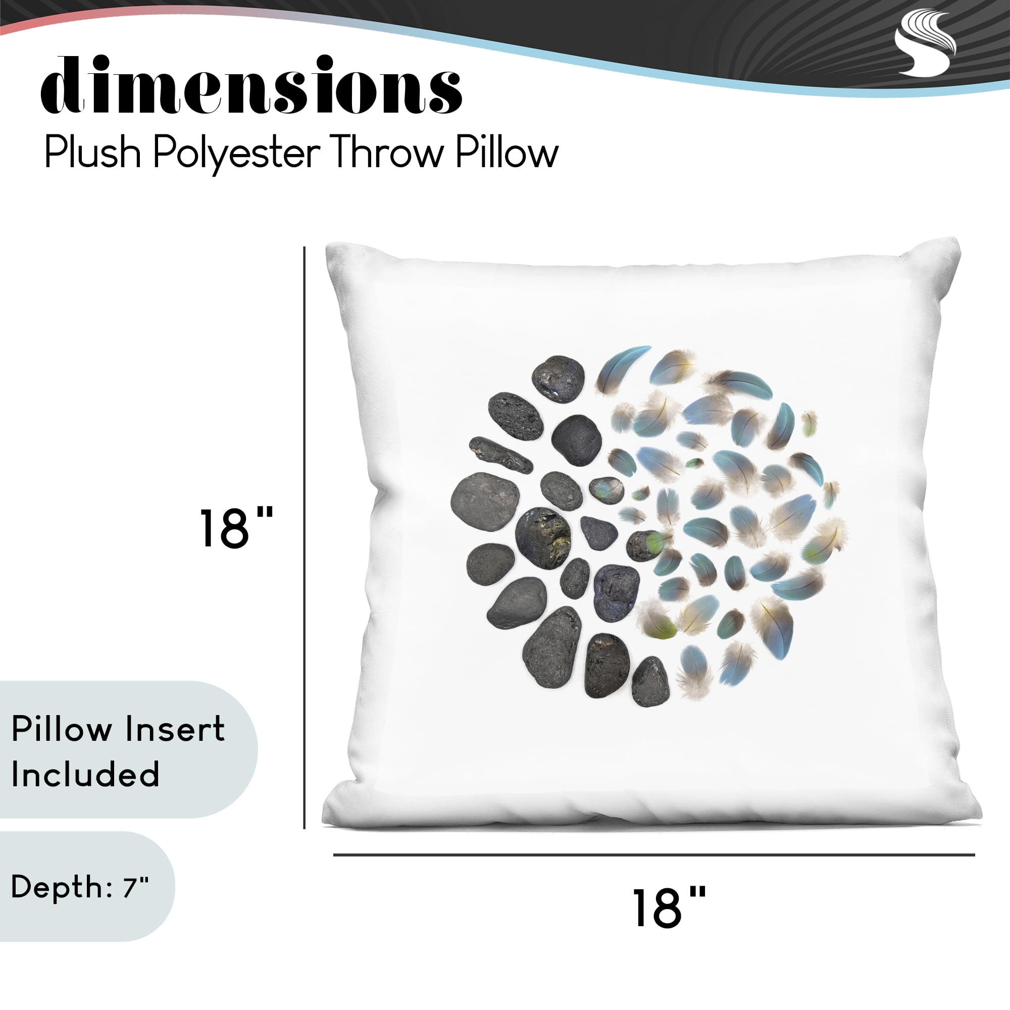 Stupell Industries Feathers & Rocks Collection Decorative Printed Throw Pillow, design by Beth Adoette, 18 x 7 x 18