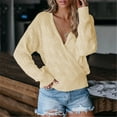 thumbnail image 2 of JINMGG V Neck Sweaters for Women Fall Winter Clearance,Ladies Fashion Knitted Color Long Sleeve Hollow Sweater, 2 of 9