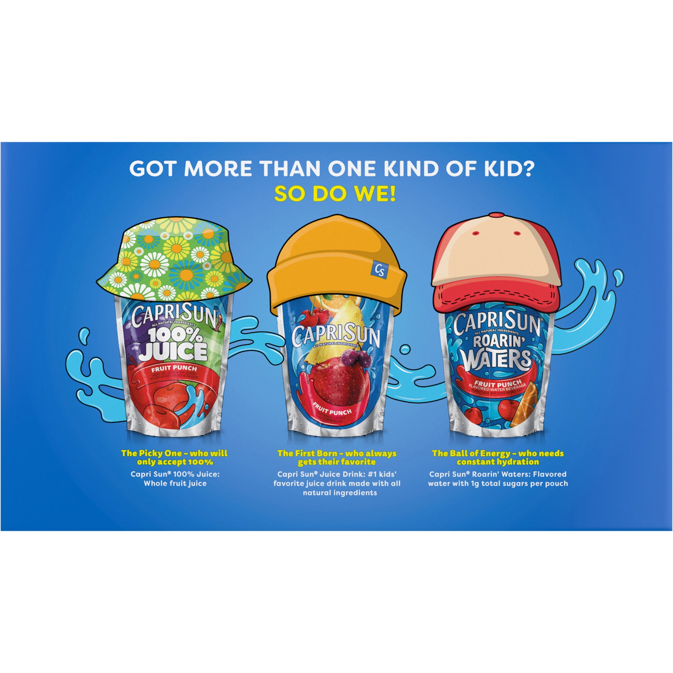 Capri Sun Flavored with Other Natural Flavor Juice Drink Blend, 10 Pouches, for School Lunches and On-the-Go Hydration, Splash Cooler, All Natural Ingredients, 6 fl oz