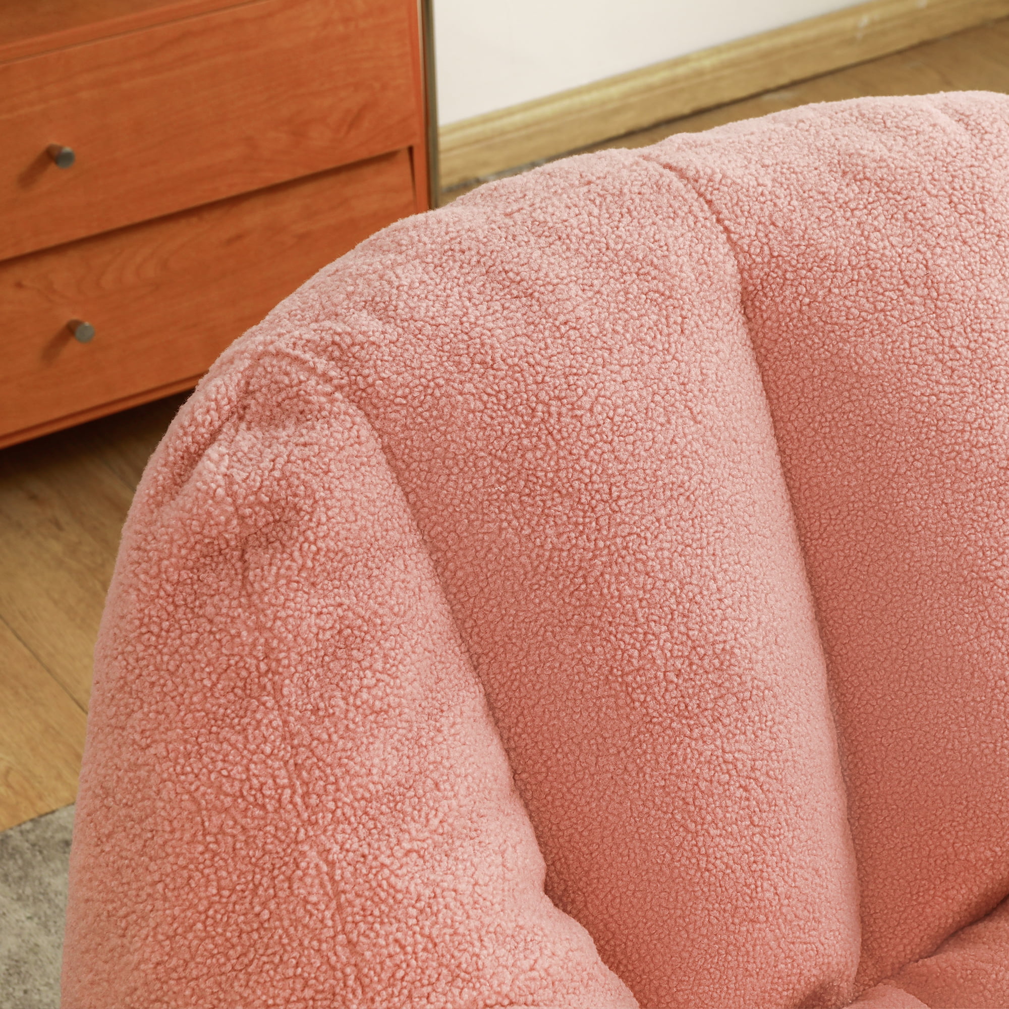 Oversized Bean Bag Chair, Faux Fur Memory Foam Bean Bag Sofa with Tufted Design and High-Density Filling, Large Fluffy Floor Chair for Living Room, Dorm, Game Room, Pink