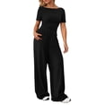 thumbnail image 1 of Pantalones anchos de mujer, traje de dos piezas: cintura elástica, cordón, diseño estampado, mezcla de lino ligero, conjunto de top y pantalón, tallas S-XXL., 1 of 6