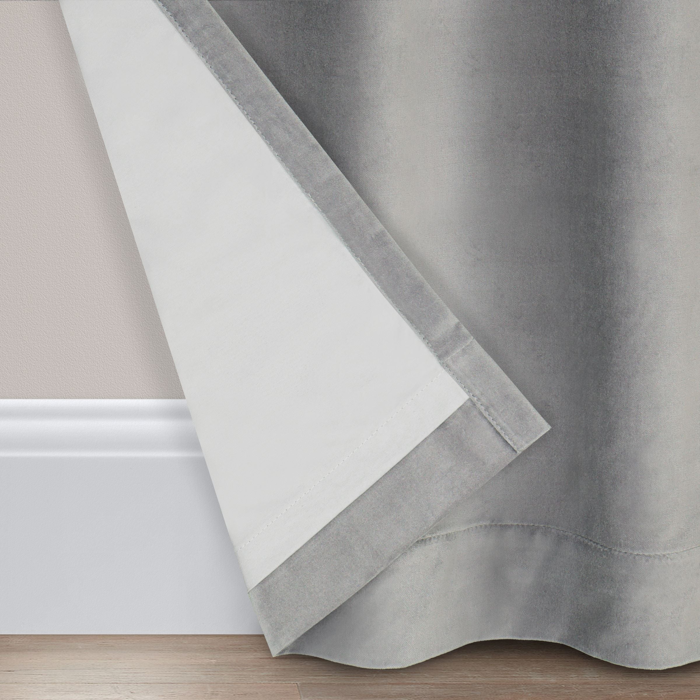 Eclipse Luxury Cotton Velvet, 100% Blackout, Grommet, Single Curtain Panel, 50"x96", Dark Grey