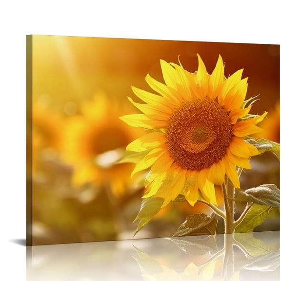 ONETECH Canvas Prints Wall Art - Big Beautiful Yellow Sunflowers in a Sunny Day | Modern Wall Decor/Home Decoration Stretched Gallery Canvas Wrap Giclee Print & Ready to Hang
