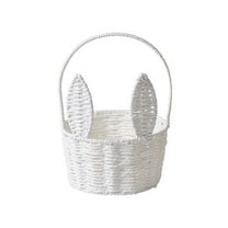 Zmeidao Easter Bunny Woven Basket Easter Candy Eggs Baskets with Rabbit Ears for Egg Hunt Party Gifts Toy Storage