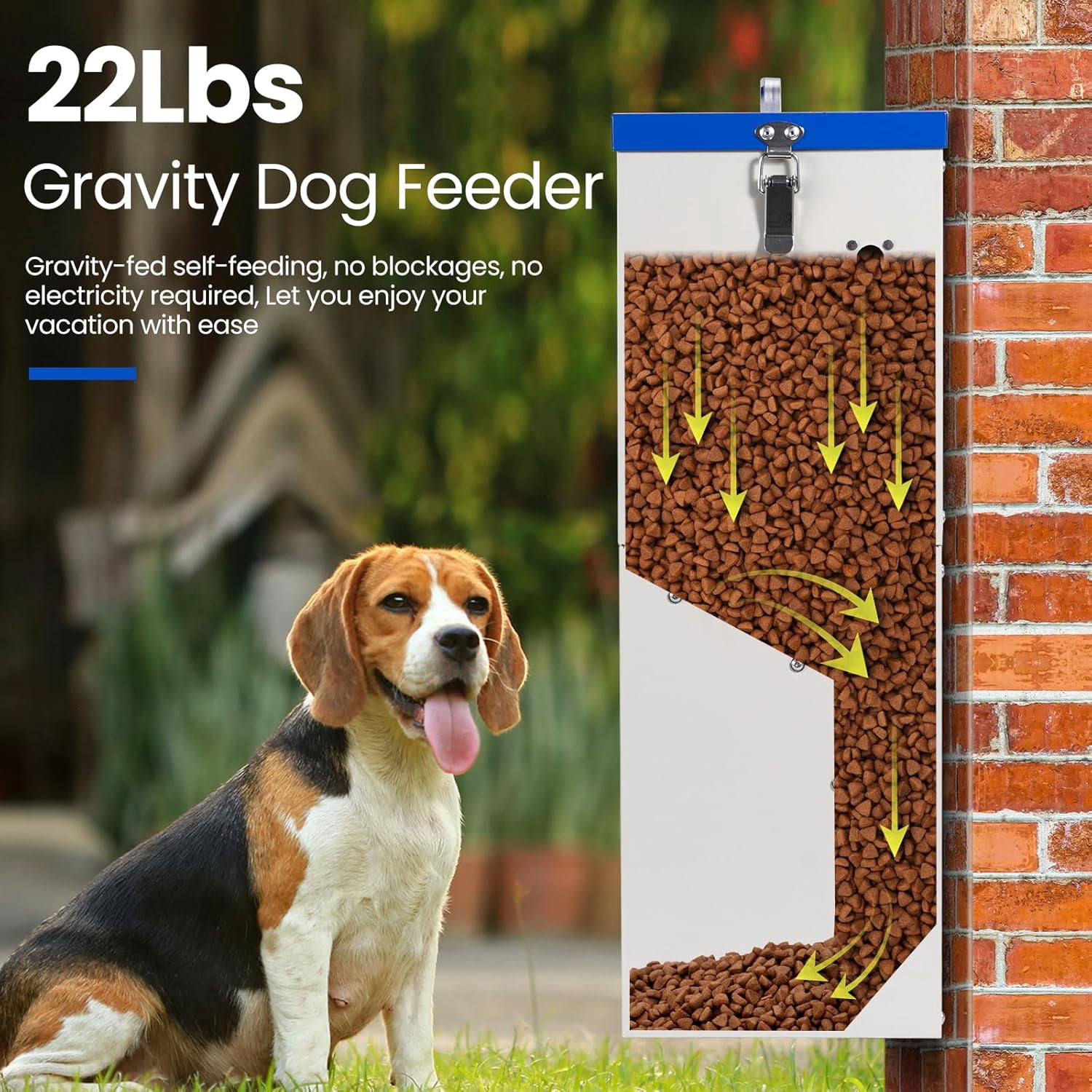 22lbs Gravity Dog Feeder - Automatic Dog Feeder Large Breed Outdoor Pet Feeding Station Auto Dry Food Dispenser for Pet Cat Dogs