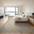 thumbnail image 3 of ODIKA 9'x12' Washable Area Rug Cream Retro Beige Center Emblematic Border Faded Motif Entryway for Master Suite, California King, Under Bed, Non-Shedding, Easy Care, 3 of 7