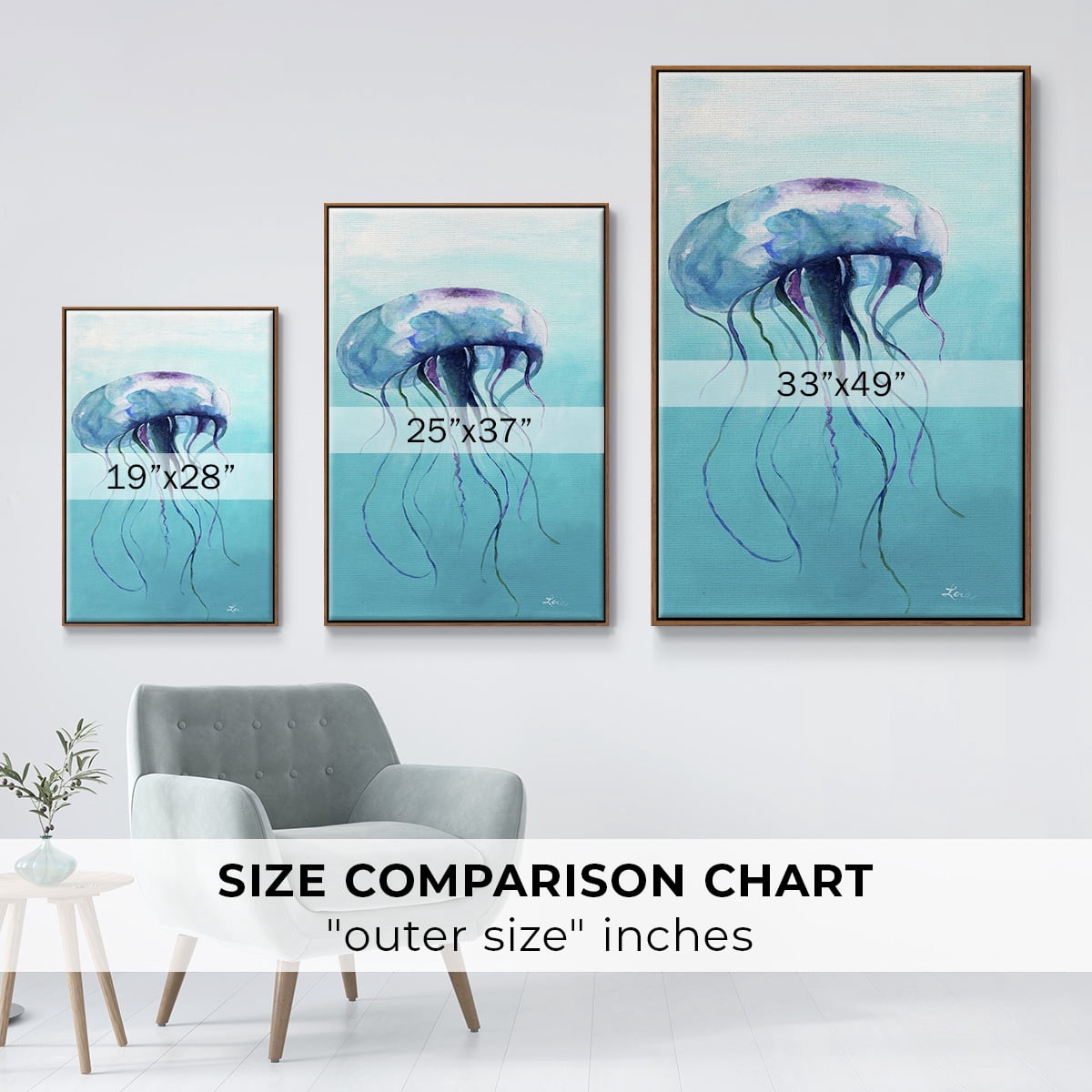 Jelly Fish Framed Premium Gallery Wrapped Canvas - Ready to Hang