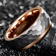 thumbnail image 2 of 8 mm Wide Side Step Rose Gold Surface Hammer Pattern Men's Tungsten Steel Ring, 2 of 3