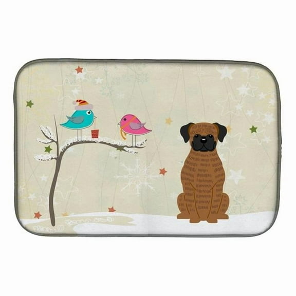 Caroline's Treasures Christmas Presents between Friends Brindle Boxer Dish Drying Mat