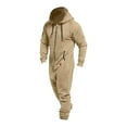 thumbnail image 7 of Men's Hooded Jumpsuit Zip Up Pajamas Playsuit Jogger Sweatsuit Overall Romper, Fleece-Lined for Winter Lounge and Comfortable Sleepwear,Beige,L, 7 of 7