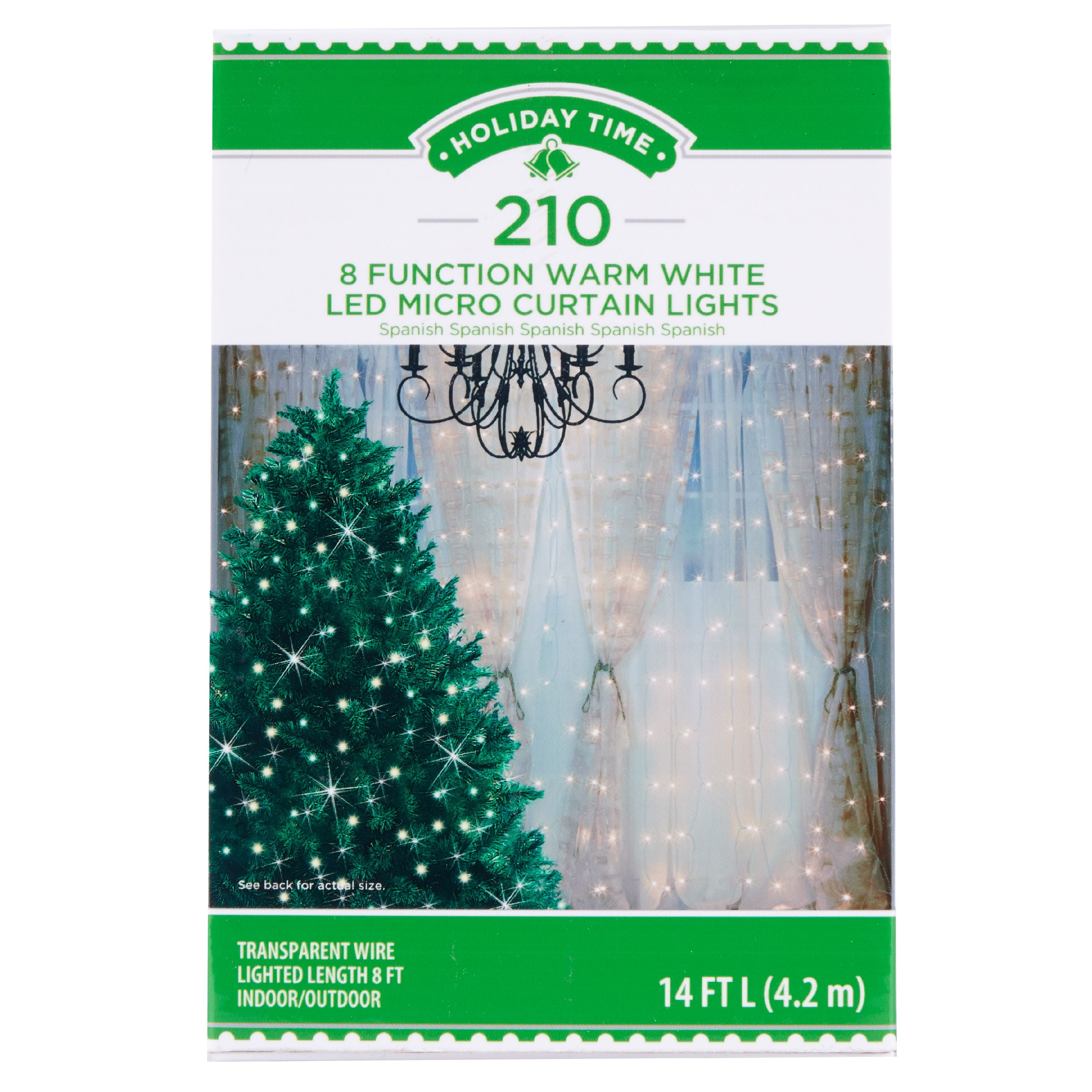 Holiday Time Warm White Led Curtain Lights, 8'