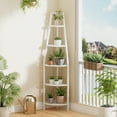 thumbnail image 4 of Satifur Corner Shelf Space Saving Freestanding Bookcase with LED Light Strip, Corner Bookshelf for Living Room Bedroom, White, 4 of 9