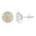 thumbnail image 1 of Angara Boucles d'Oreilles en Opale Naturelle - Clous en Opale Cabochon Rond Serti Clos 2,3 ct en Platine pour Femmes, 1 of 10