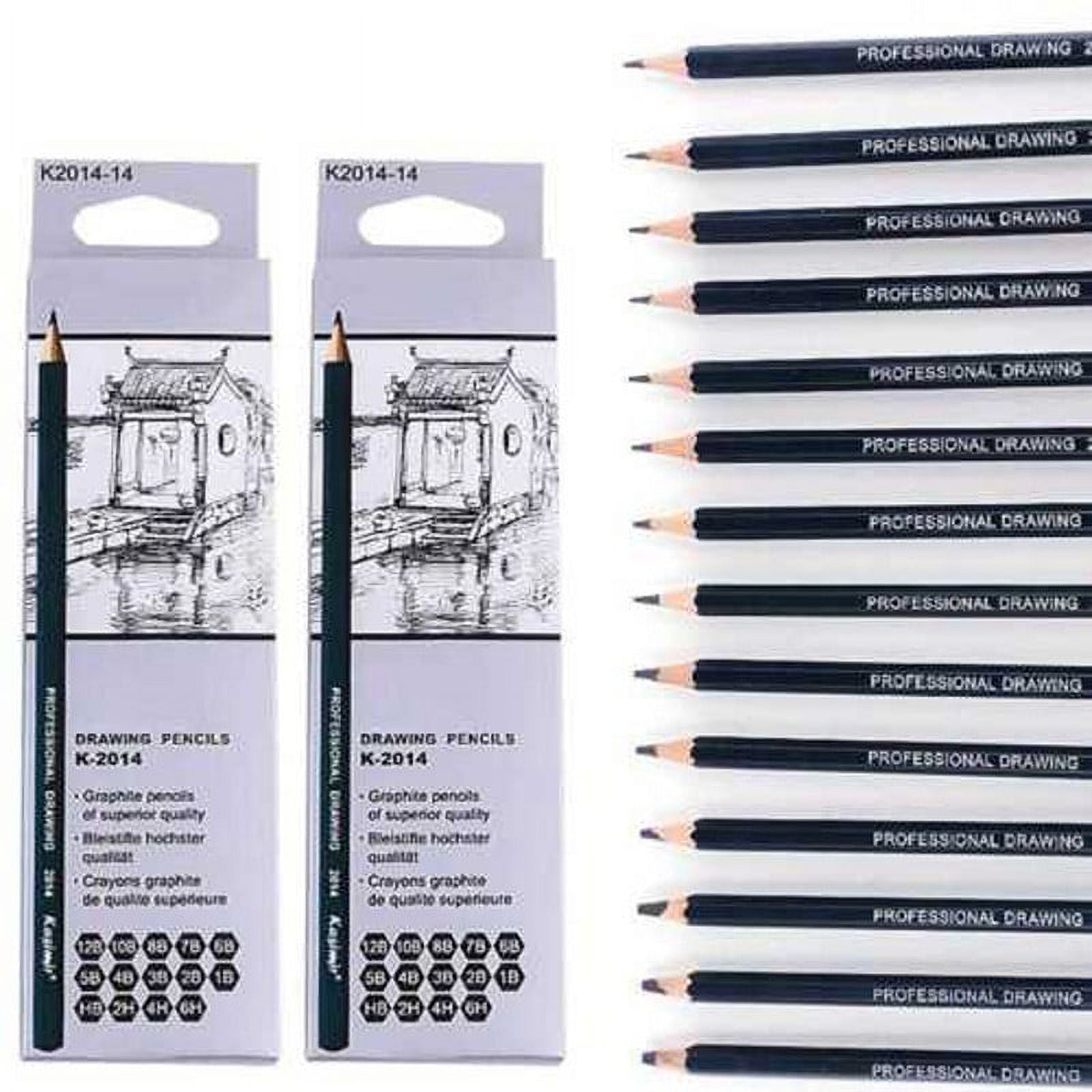 Hilitand 24pcs 9h-14b Art Graphite Drawing Pencil Non-Toxic Colored Paint Sketch Pencils 24 Hardness
