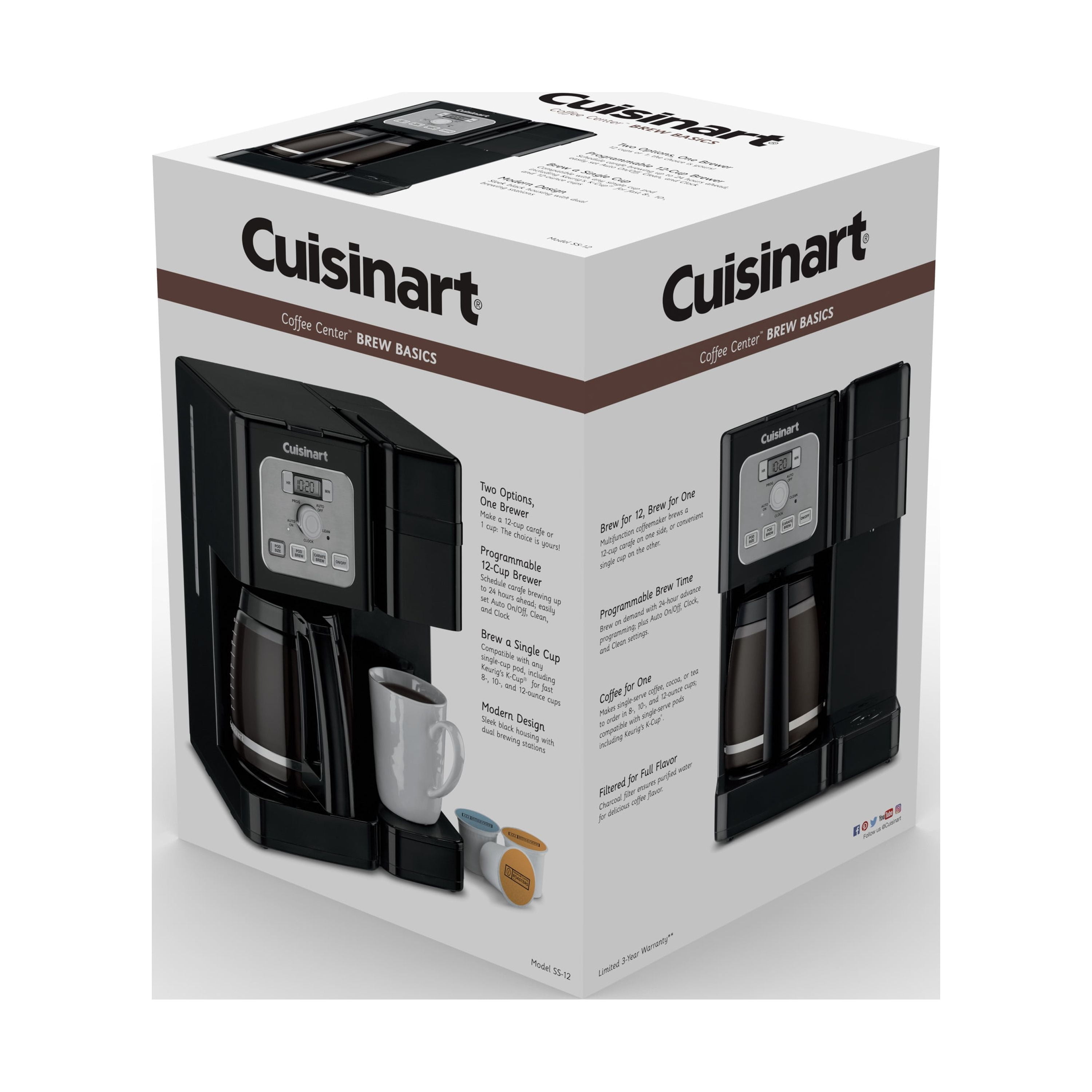Cuisinart Coffee Center 12-Cup White and Stainless Coffee Maker and  Single-Serve Brewer SS-15WP1 - The Home Depot