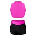 thumbnail image 2 of Hansber Kids Girls Tracksuit Gymnastics Leotard Sleeveless Workout Crop Top with Dance Shorts Tumbling Outfits Hot Pink 10, 2 of 7