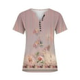 thumbnail image 4 of Aloohaidyvio Tops,Womens Summer Tops V Neck T Shirts Printed Tops Button Loose Casual Tshirts, 4 of 5