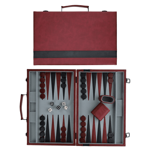 WE Games Elegant Burgundy Red Backgammon Set- 14.75 inches