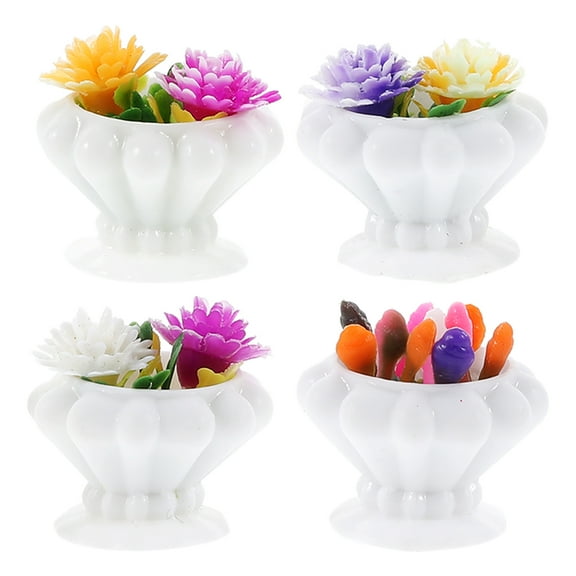 OUNONA  4 Pcs Miniature Landscaping Ornaments House Tiny Things Plant Accessories