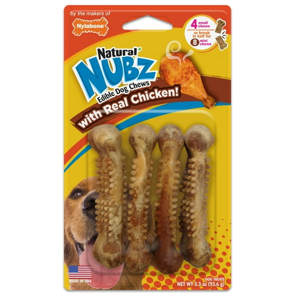 Nylabone Nubz Chicken Dog Chew Treats Small - Up to 30 lbs. (4 Count)