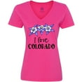 thumbnail image 3 of Inktastic I Love Colorado Columbine Flowers Women's V-Neck T-Shirt, 3 of 5