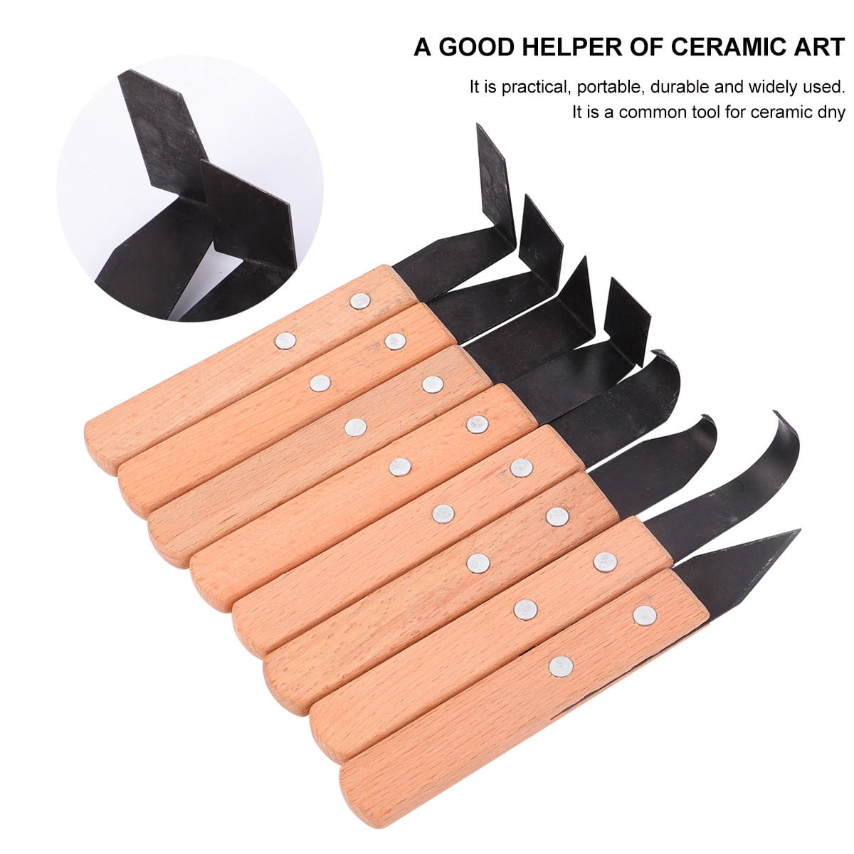 FESTFENDS Sculpture Modeling Tool Set Pottery Tools Black Stainless Steel 8Pcs Repairing Making Clay