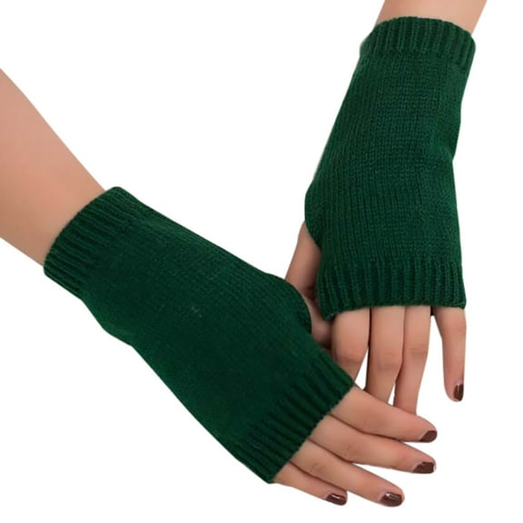 Dyfzdhu Women Girl Knitted Arm Fingerless Warm Winter Gloves Soft Warm Mitten AG Army Green