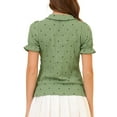 thumbnail image 3 of INSPIRE CHIC Women's Peter Pan Collar Top Blouse Ruffle Puff Sleeve Stars Button Down Shirt Green M, 3 of 6