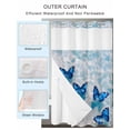thumbnail image 2 of No Hook Cloth Fabric Shower Curtain with Snap in Liner, Blue Butterfly Coastal Waterproof Shower Curtains Set with See Through Top Window, Summer Beach Ocean Wave Bath Curtains Shower 54"x78", 2 of 6