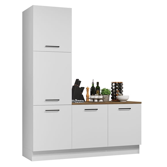 Madesa Ensemble de Cuisine Noisette 70 Po L Rangement de Garde-Manger et Armoire de Base Bois d'Ingénierie Unité d'Organisation à Multiples Compartiments - Blanc
