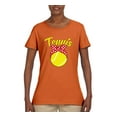 thumbnail image 2 of Wild Bobby, Tennis Mom Cute Bow Ribbon Tennis Ball, Mother's Day, Women Graphic T-Shirt, Orange, 3XL, 2 of 3