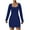 Blue, variant on Lovskoo Women's Fall Winter Ribbed Dress Basic Round Neck Long Sleeve Solid Bodycon Pencil Mini Dress White