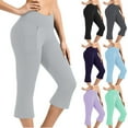 thumbnail image 6 of Qeaghou Capri Leggings for Women Summer Bootcut Yoga Pants High Waisted Flare Leggings Casual Workout Cropped Pants With Pockets S-3xl, 6 of 7